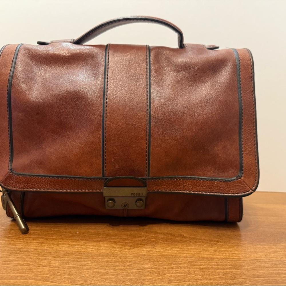 Fossil Flap Messenger Brown Leather Bag